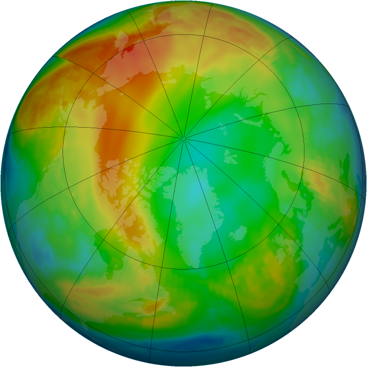 Arctic ozone map for 01 January 2001